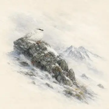 AREBO sitting tight on a windswept rock.